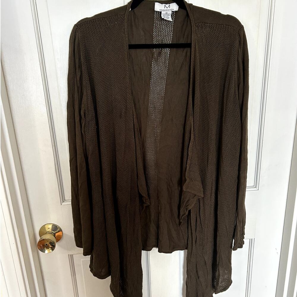 Magaschoni 3X Brown Lightweight Reyon Cardigan.